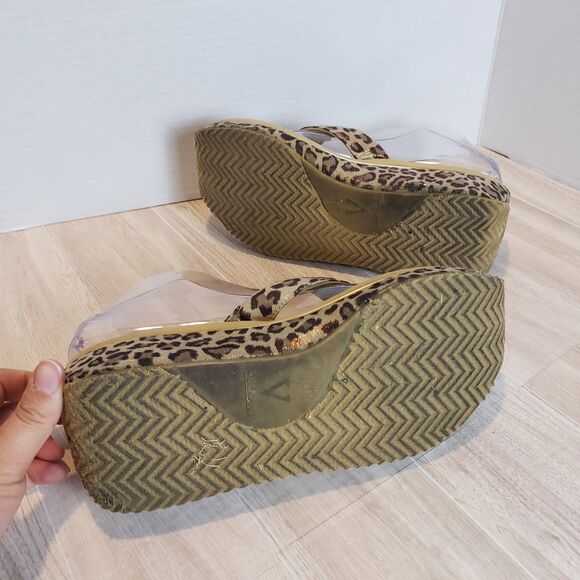 Volatile Leopard Print Wedge Platform Slide Sandals Women’s Size 8 - Picture 6 of 8
